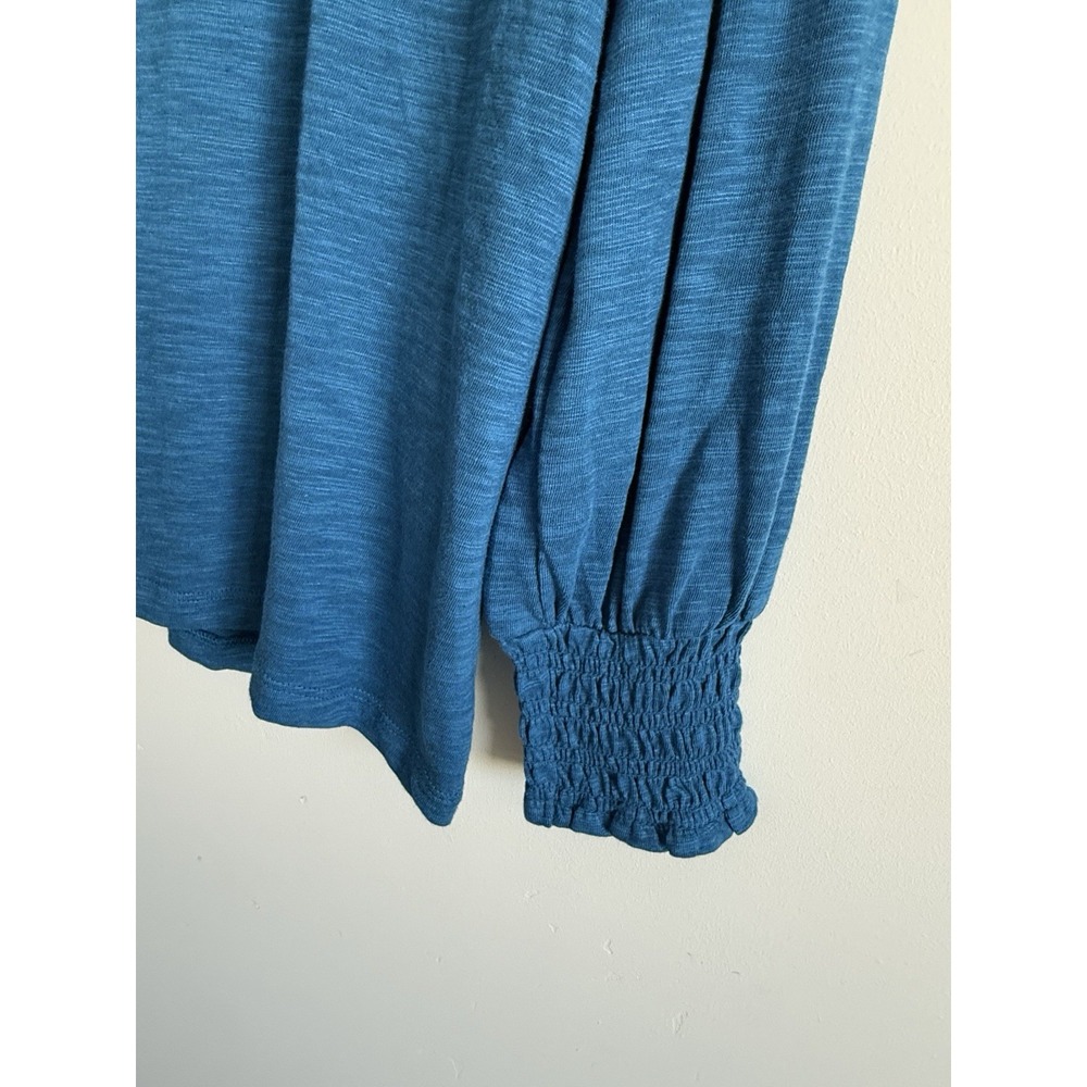Chicos Slub Cotton Blend Top Size 2/L Scandi Coastal Minimalist Comfort Stretch - Picture 2 of 8